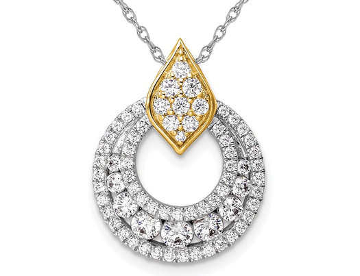 4/5 Carat (ctw H-I, I1-I2) Lab-Grown Diamond Drop Circle Necklace Pendant in 14K White Gold with Chain