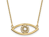 1/6 Carat (ctw) Diamond Eye Charm Pendant Necklace in 14K Yellow Gold with Chain