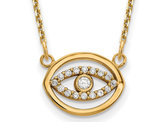 1/12 Carat (ctw) Diamond Eye Circle Charm Pendant Necklace in 14K Yellow Gold with Chain