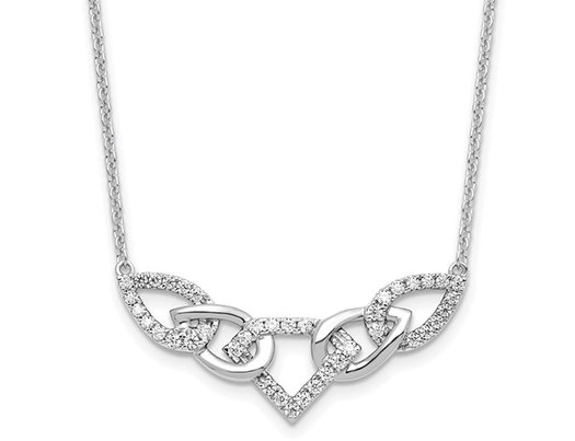 14K White Gold Teardrop Necklace with Lab-Grown Diamonds 1/2 Carat (ctw) 