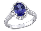 1.79 Carat (ctw) Tanzanite and Diamond Halo Ring in 14K White Gold