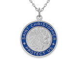 Saint Christopher Medal Pendant Necklace in Sterling Silver with Chain