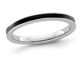 Sterling Silver Band Ring with Black Enamel