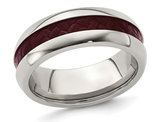 Men's Stainless Steel  Red Carbon Fiber Wedding Band Ring (8mm)