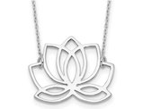 Sterling Silver Rhodium-plated Polished Lotus Flower 18 inch Necklace