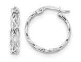 14K White Gold Polished Intertwined Filigree Hoop Earrings