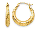 10K Yellow Gold Fancy Textured Hoop Earrings (3.00mm)