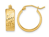 14K Yellow Gold Diamond-Cut Hoop Earrings