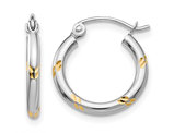 14K White and Yellow Gold Hoop Earrings (2mm Thick)