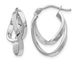 14K White Gold Fancy Hinged Hoop Earrings