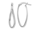 10K White Gold Polished Twisted Oval Hoop Earrings