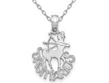 14K White Gold SAGITARIUS Charm Zodiac Astrology Pendant Necklace with Chain
