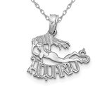 14K White Gold Aquarius Charm Astrology Zodiac Pendant Necklace with Chain