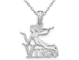 14K White Gold VIRGO Charm Astrology Zodiac Pendant Necklace with Chain