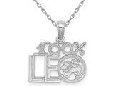 14K White Gold 100% LEO Charm Zodiac Astrology Pendant Necklace with Chain