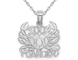 14K White Gold 100% CANCER Zodiac Charm Astrology Zodiac Pendant Necklace with Chain
