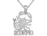 14K White Gold SCORPIO Charm Zodiac Astrology Pendant Necklace with Chain