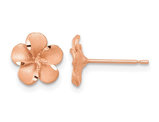 14K Yellow Gold Flower Rose Post Earrings