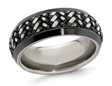 Mens Black Titanium Woven Band Ring (9mm)