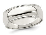 Mens Milgrain Wedding Band Ring in Sterling Silver (7mm)