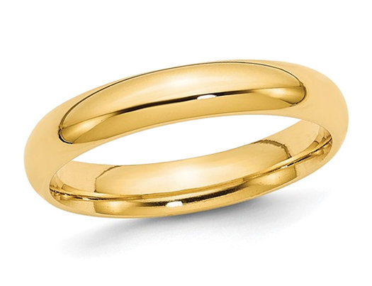 Ladies 10K Yellow Gold 4mm Polished Wedding Band Ring
