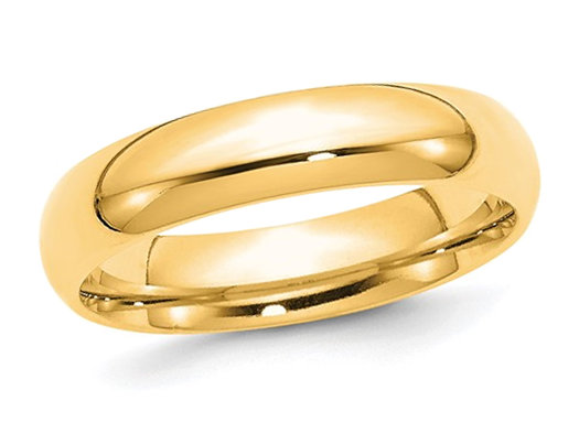Ladies 10K Yellow Gold 5mm Polished Wedding Band Ring