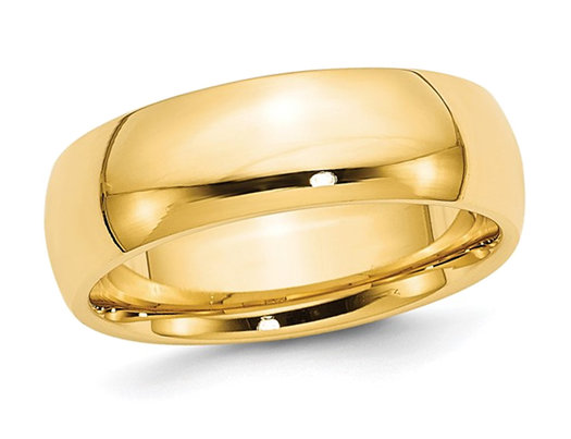 Mens 10K Yellow Gold 7mm Polished Wedding Band Ring