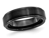 Mens Black Ceramic 6mm Ridged Edge Wedding Band Ring