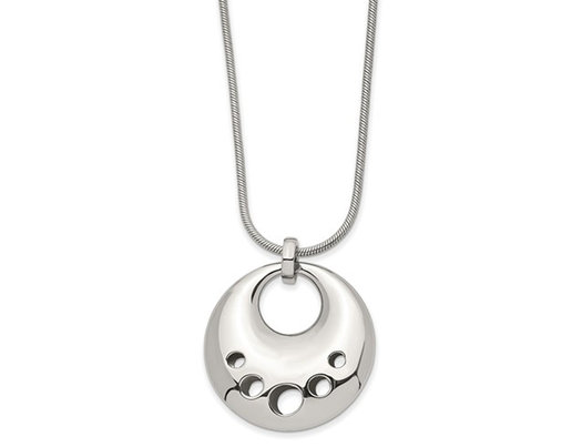 Stainless Steel Polished Circle Cut-out Necklace (24 Inches)
