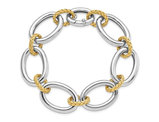 Textured Link Bracelet in Gold Plated Sterling Silver 8.00 Inches
