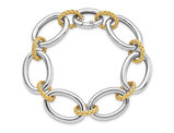 Textured Link Bracelet in Gold Plated Sterling Silver 8.00 Inches