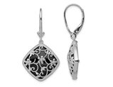 Black Onyx Dangle Filigree Earrings in Sterling Silver