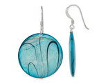 Mother of Pearl Blue Disc Earrings in Sterling Silver