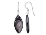 Dark Grey Mother of Pearl Earrings in Sterling Silver