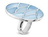 Blue Mother of Pearl Scalloped Oval Ring in Sterling Silver