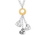 Yellow Plated Sterling Silver Rose Triple Heart Y-Drop Necklace 
