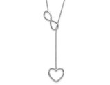 Sterling Silver Open Infinity and Heart Y-Drop Necklace (16 inches)