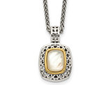 Mother of Pearl Antiqued Necklace in Sterling Silver with 14K Gold Accents