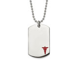 Mens Stainless Steel Medical ID Dog tag Pendant Necklace with Chain (24 Inches)