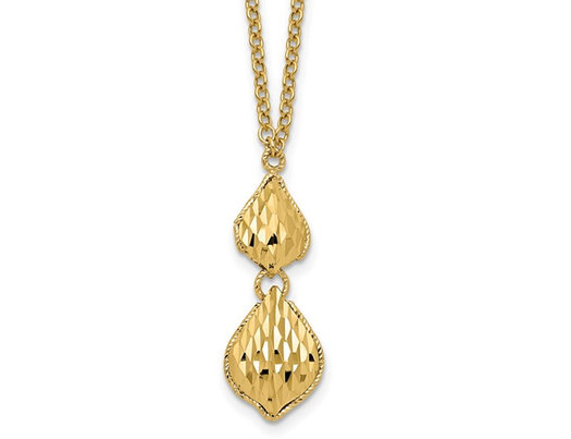 14K Yellow Gold Diamond-cut Y Drop Necklace