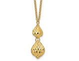 14K Yellow Gold Diamond-cut Y Drop Necklace