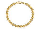 14K Yellow Gold Fancy Plumeria Flower Bracelet (7.25 Inches)