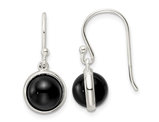 Black Onyx Dangle Ball Earrings in Sterling Silver