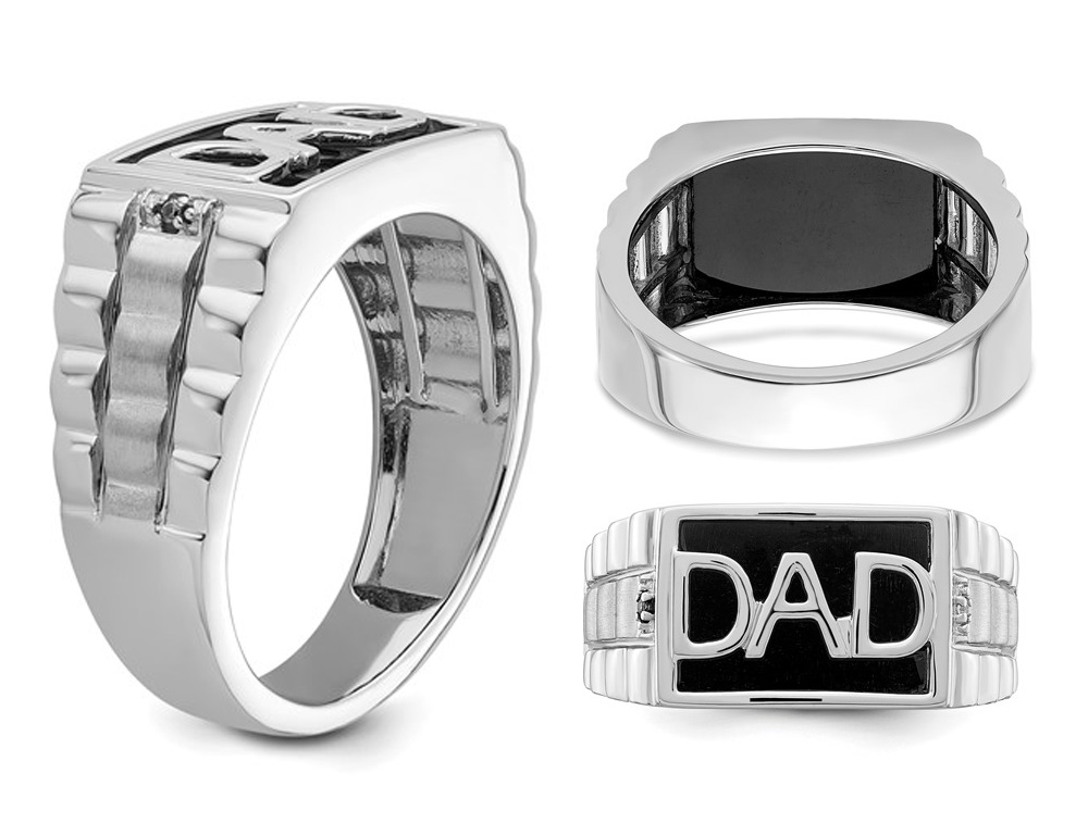 2,25 Karat (ctw) schwarzer Onyx Papa Ringe in 14K Weißgold - Bild 2 von 4