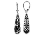 Black Onyx Teardrop Dangle Earrings in Sterling Silver