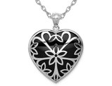 Sterling Silver Polished Black Onyx Heart Pendant Necklace