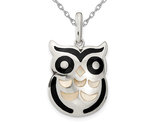 Mother of Pearl Owl Pendant Necklace in Sterling Silver with Chain (18 Inches)