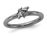 Sterling Silver Black Rhodium Bee Ring