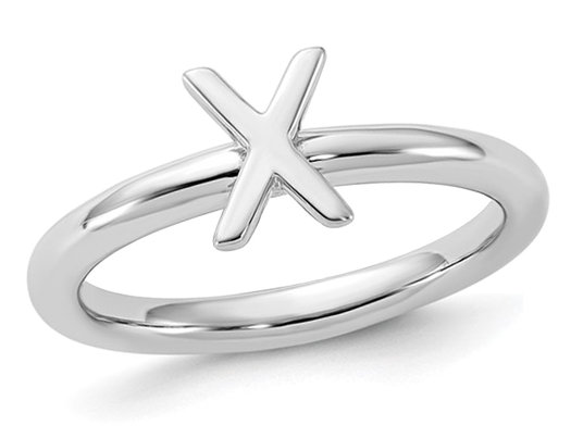 Sterling Silver Rhodium-Plated Polished  X  Ring