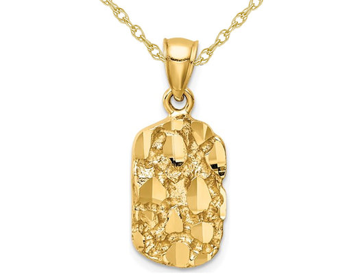 14K Yellow Gold Nugget Charm Pendant Necklace with Chain